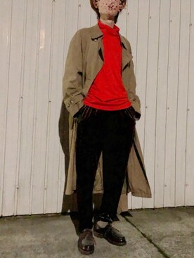 「UNIQLO（ユニクロ）のタートルネックT（長袖）（Tシャツ/カットソー）」を使った、諸葛亮さん（メンズ・180cm）の秋コーディネート