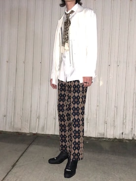 「SHAREEF（シャリーフ）のアイテム（ブーツ）」を使った、諸葛亮さん（メンズ・179cm）の春コーディネート