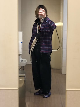 「ネルシャツ」｜「アイテム（その他アウター）」を使った、諸葛亮さん（メンズ・179cm）の秋コーディネート