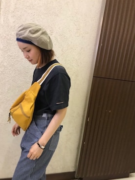「アイテム（ボディバッグ/ウエストポーチ、イエロー系）」を使った、doco.さん（レディース・163cm）の夏コーディネート