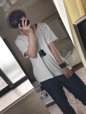 「Kagari Yusuke（カガリユウスケ）のアイテム（アクセサリー）」を使った、きゅーいさん（メンズ・173cm）の夏コーディネート
