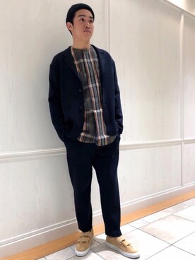「unfil（アンフィル）のアイテム（ジャケット/アウター）」を使った、Bshop有楽町ルミネ店 スタッフさん（メンズ・176cm）の冬コーディネート