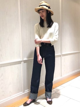 「unfil」｜「アイテム（帽子）」を使った、Bshop有楽町ルミネ店 スタッフさん（レディース・164cm）の冬コーディネート