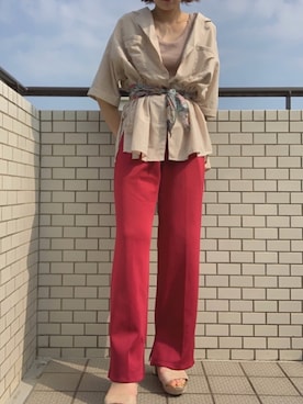 「w closet」｜「アイテム（スラックス）」を使った、Iuさん（レディース・157cm）の夏コーディネート