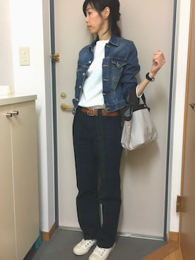 「ブラックウォッチ」｜「アイテム（デニムジャケット）」を使った、CHさん（レディース・165cm）の春コーディネート