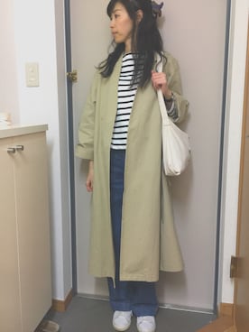 「ボーダー×デニム」｜「アイテム（その他アウター）」を使った、CHさん（レディース・165cm）の春コーディネート