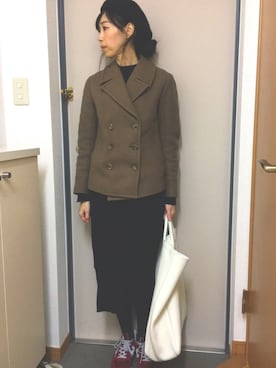 「ワンピース×スニーカー」｜「アイテム（ハンチング/ベレー帽）」を使った、CHさん（レディース・165cm）の冬コーディネート