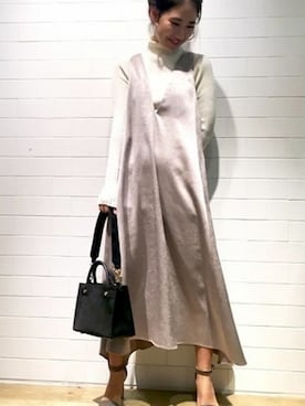 「おでかけ」｜「アイテム（ワンピース/ドレス）」を使った、serinaさん（レディース・150cm）の冬コーディネート