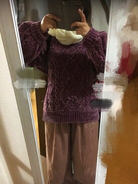 「one after another NICE CLAUP(ワンアフターアナザーナイスクラップ)の絶対欲しいニットプルオーバー(ニット/セーター、ピンク系)」を使った、さくれなさん(レディース・152cm)の秋コーディネート