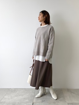 「ミックスニット」｜INDIVI(SHOP STAFF)さん（レディース・162cm）の冬コーディネート