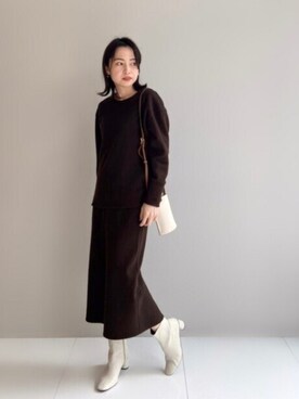 「インディヴィ」｜「アイテム（セットアップ）」を使った、INDIVI(SHOP STAFF)さん（レディース・163cm）の冬コーディネート