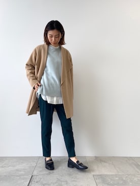 「シャツ×ニット」｜INDIVI(SHOP STAFF)さん（レディース・162cm）の冬コーディネート