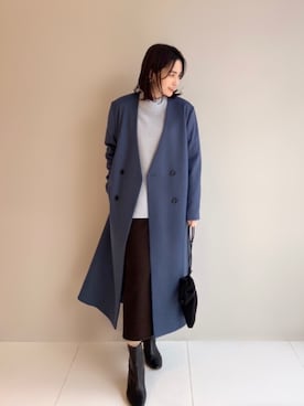 「カラーコート」｜「アイテム（その他）」を使った、INDIVI(SHOP STAFF)さん（レディース・163cm）の冬コーディネート