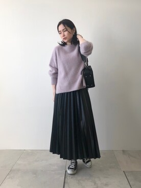 「ラクーンニット」｜INDIVI(SHOP STAFF)さん（レディース・163cm）の冬コーディネート