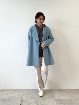 「インディヴィ」｜「アイテム（パーカー）」を使った、INDIVI(SHOP STAFF)さん（レディース・163cm）の冬コーディネート