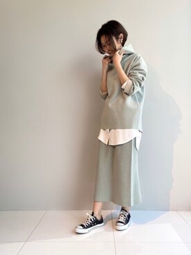 「インディヴィ」｜「アイテム（パーカー）」を使った、INDIVI(SHOP STAFF)さん（レディース・162cm）の冬コーディネート