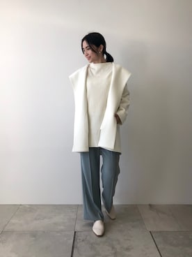 「コート」｜「アイテム（チュニック）」を使った、INDIVI(SHOP STAFF)さん（レディース・163cm）の冬コーディネート