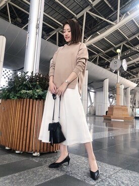 「インディヴィ」｜「アイテム（パーカー）」を使った、INDIVI(SHOP STAFF)さん（レディース・164cm）の冬コーディネート
