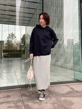 「インディヴィ」｜「アイテム（パーカー）」を使った、INDIVI(SHOP STAFF)さん（レディース・163cm）の冬コーディネート