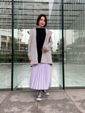 「コート」｜「アイテム（チュニック）」を使った、INDIVI(SHOP STAFF)さん（レディース・163cm）の冬コーディネート