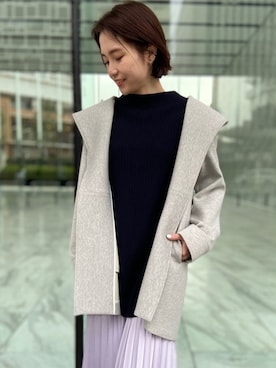 「コート」｜「アイテム（チュニック）」を使った、INDIVI(SHOP STAFF)さん（レディース・163cm）の冬コーディネート