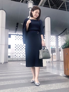 「インディヴィ」｜「アイテム（セットアップ）」を使った、INDIVI(SHOP STAFF)さん（レディース・164cm）の冬コーディネート