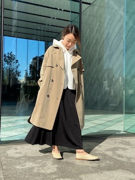 「インディヴィ」｜「アイテム（パーカー）」を使った、INDIVI(SHOP STAFF)さん（レディース・155cm）の冬コーディネート