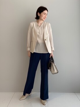 「春カラー」｜「アイテム（スーツジャケット）」を使った、INDIVI(SHOP STAFF)さん（レディース・163cm）の春コーディネート