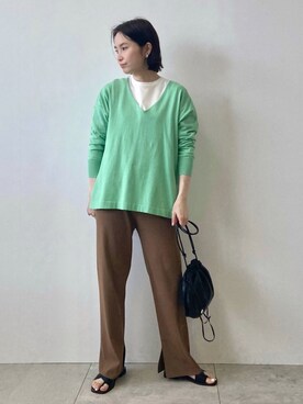 「インディヴィ」｜「アイテム（アンサンブル）」を使った、INDIVI(SHOP STAFF)さん（レディース・163cm）の春コーディネート