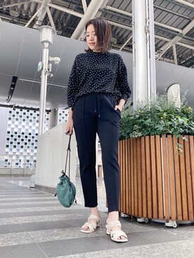 「ジャージーパンツ」｜「アイテム（チュニック）」を使った、INDIVI(SHOP STAFF)さん（レディース・164cm）の春コーディネート