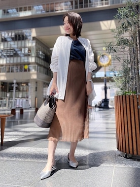 「インディヴィ」｜「アイテム（セットアップ）」を使った、INDIVI(SHOP STAFF)さん（レディース・164cm）の夏コーディネート