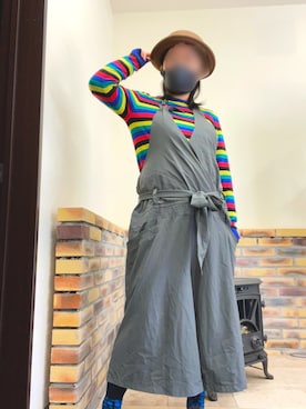 「n'OrLABEL（ノアールレーベル）のアイテム（オールインワン・サロペット）」を使った、aisaoooitoさん（レディース・158cm）の冬コーディネート