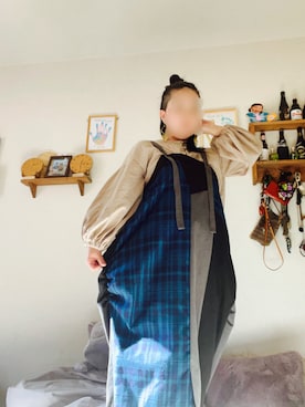 「チャイナシャツ」｜「アイテム（オールインワン・サロペット）」を使った、aisaoooitoさん（レディース・158cm）の春コーディネート