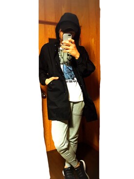 「※ALPHA（アルファ）のアイテム（キャップ）」を使った、ぐっちさん（メンズ・173cm）の春コーディネート