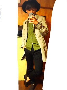「花見コーデ」｜「アイテム（チノパンツ）」を使った、ぐっちさん（メンズ・173cm）の春コーディネート
