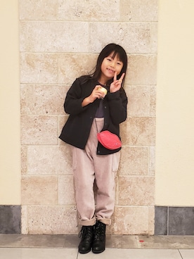 「キッスコーデ」｜「アイテム（サロペット/オーバーオール）」を使った、thank39youさん（キッズ・121cm）の冬コーディネート