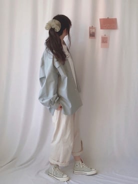 「日系极简」｜「アイテム（ブルゾン）」を使った、HanaChuさん（レディース・160cm）の夏コーディネート