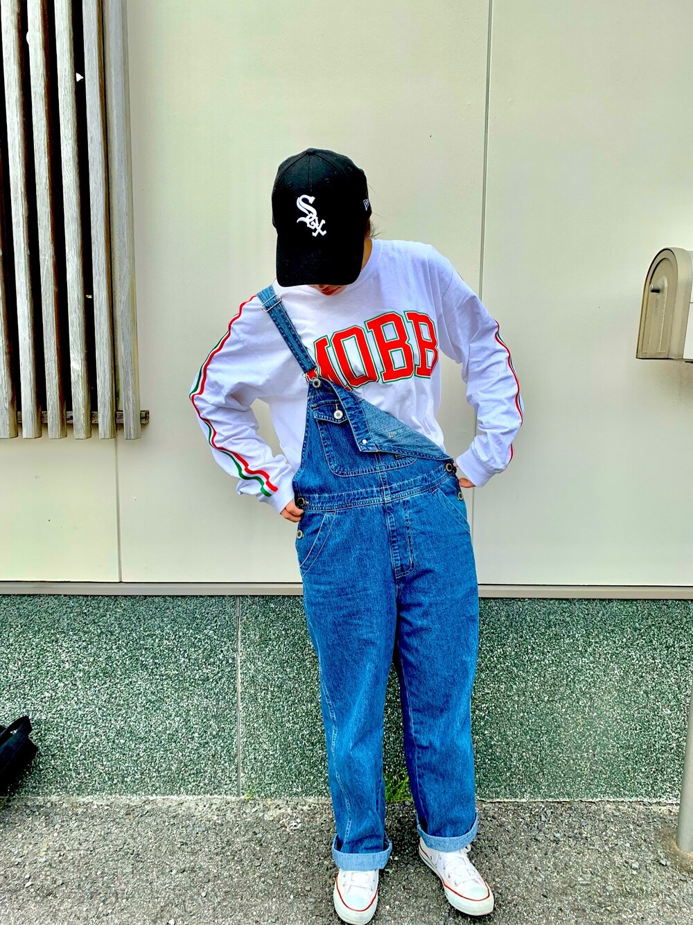 「NEW ERA、CAP、MOBB、CONVERSE」｜「NEW ERAのアイテム（キャップ、ブラック系）」を使った、riiiiinan♡さん（レディース・166cm）の夏コーディネートの1枚目の写真