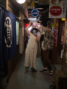 「カップル」｜「アイテム（ワンピース/ドレス）」を使った、あっぷるさん（レディース・154cm）の夏コーディネート