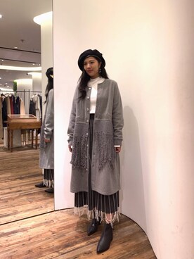 「initial（イニシャル）のアイテム（ノーカラージャケット）」を使った、SuiCさん（レディース・159cm）の秋コーディネート