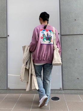 「コラボ」｜「アイテム（トレンチコート）」を使った、ななさん（レディース・163cm）の冬コーディネート