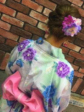 「ヘアアクセ」｜「アイテム（浴衣）」を使った、reonaさん（レディース・154cm）の夏コーディネート