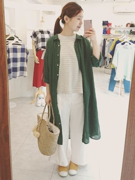 「アイテム（シャツワンピース）」を使った、 Kate Hsienさん（レディース・160cm・20代）の夏コーディネート