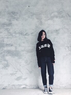「FMACMのアイテム（その他トップス、ブラック系）」を使った、野原神童侠さん（レディース）の冬コーディネート