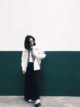 「UNIQLO Tシャツ」｜「アイテム（シューズ）」を使った、野原神童侠さん（レディース・157cm）の冬コーディネート