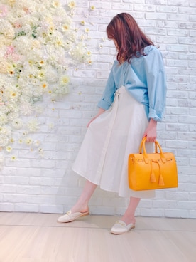 「KOBE LETTUCE（コウベレタス）のぐっと抜け感のある足元へ導く！ビット付きフラットソールローファーバブーシュ/シューズ/レディース[I1476]神戸レタス（ローファー、ホワイト系）」を使った、mayu.cchanさん（レディース・157cm）の春コーディネート