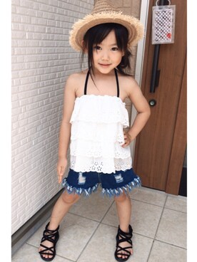 チューブトップを使った 5歳女の子 のキッズ人気ファッションコーディネート Wear