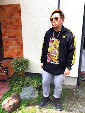 「アイテム（ジャージ）」を使った、キュウリガンさん（メンズ・175cm）の春コーディネート