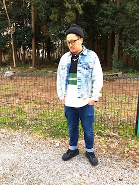 「VINTAGE（ヴィンテージ）のアイテム（帽子）」を使った、キュウリガンさん（メンズ・175cm）の春コーディネート