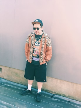 「HUF」｜「アイテム（ナイロンジャケット）」を使った、キュウリガンさん（メンズ・175cm）の春コーディネート
